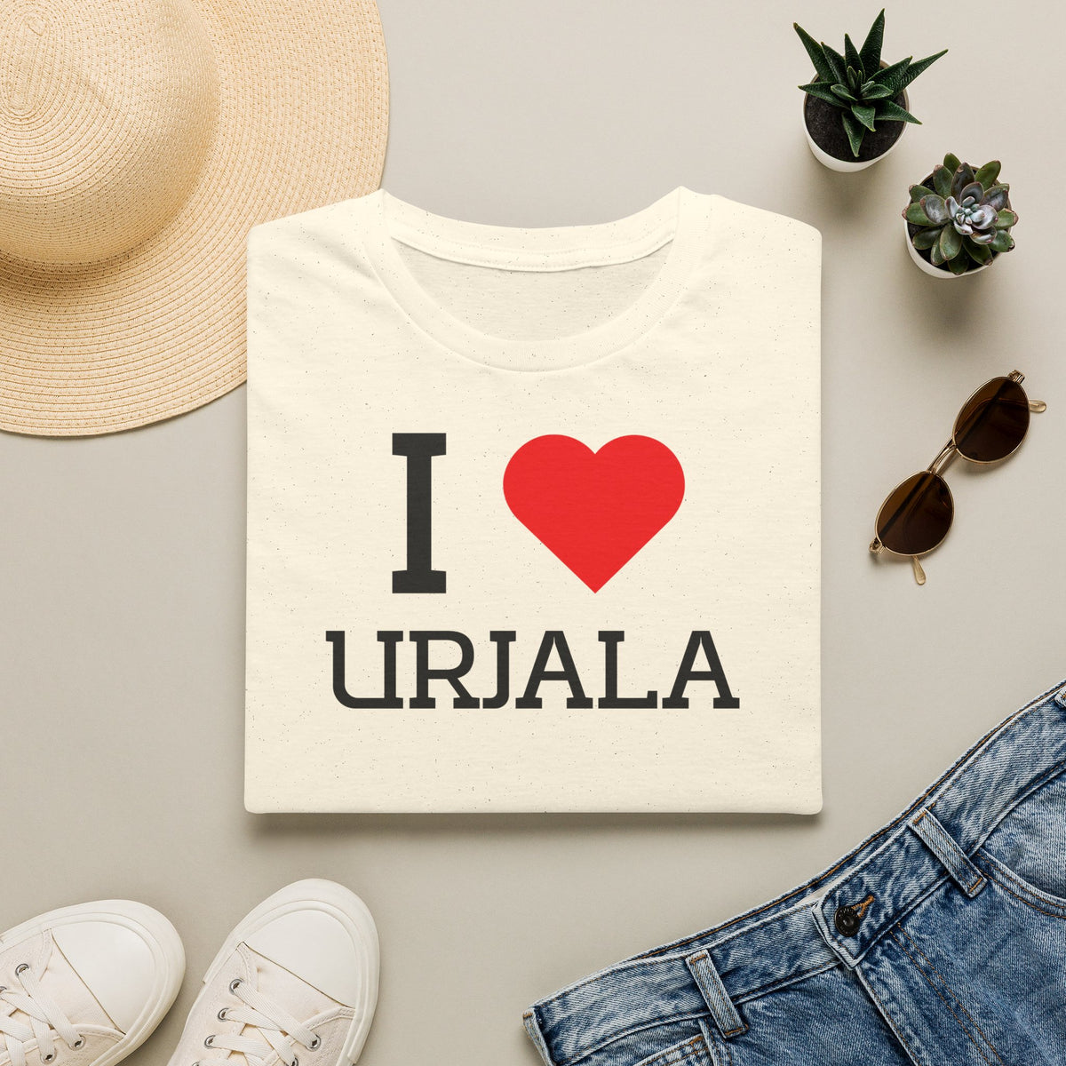 I Love Urjala t-paita (Luonnonvalkoinen)