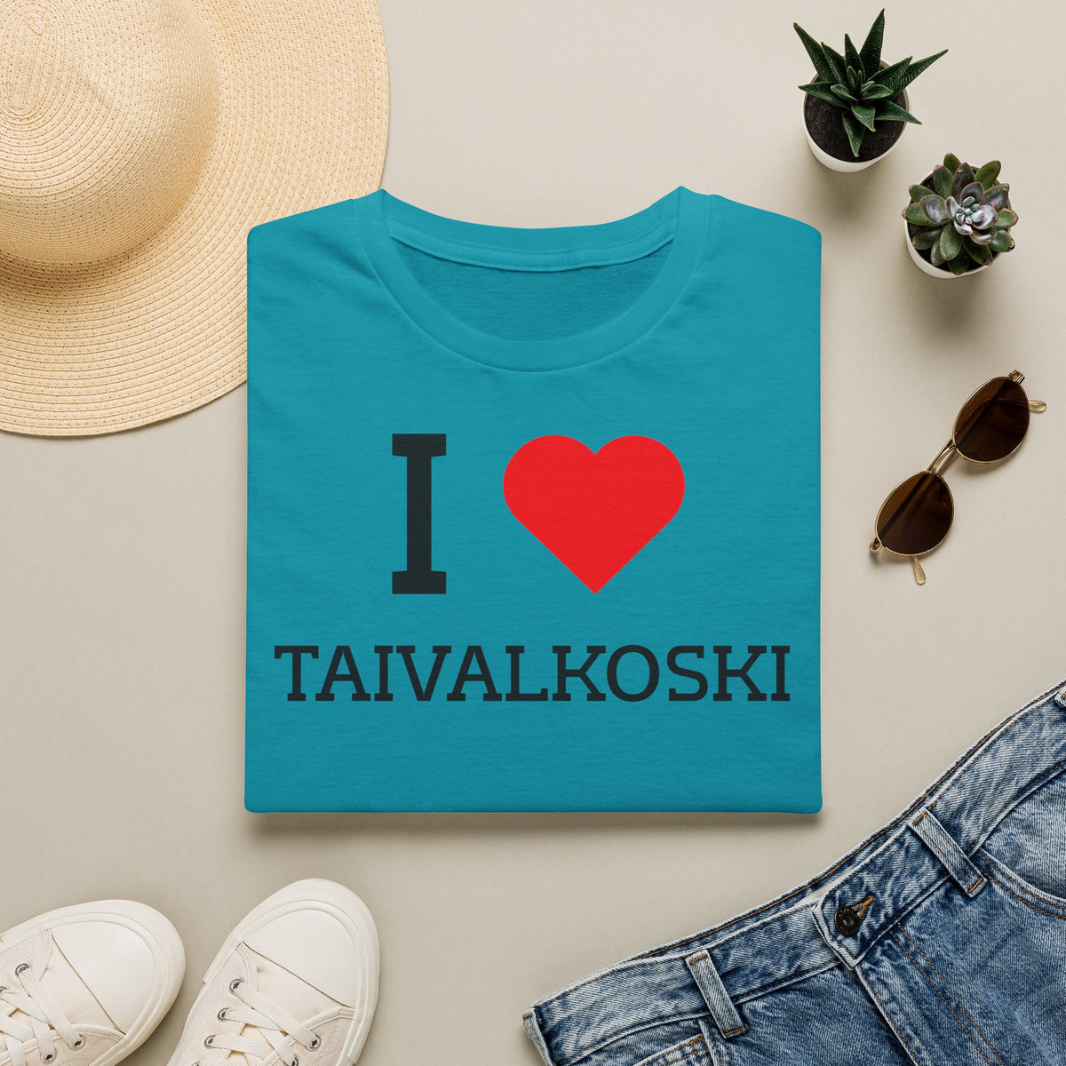 I Love Taivalkoski t-paita (Turkoosi)