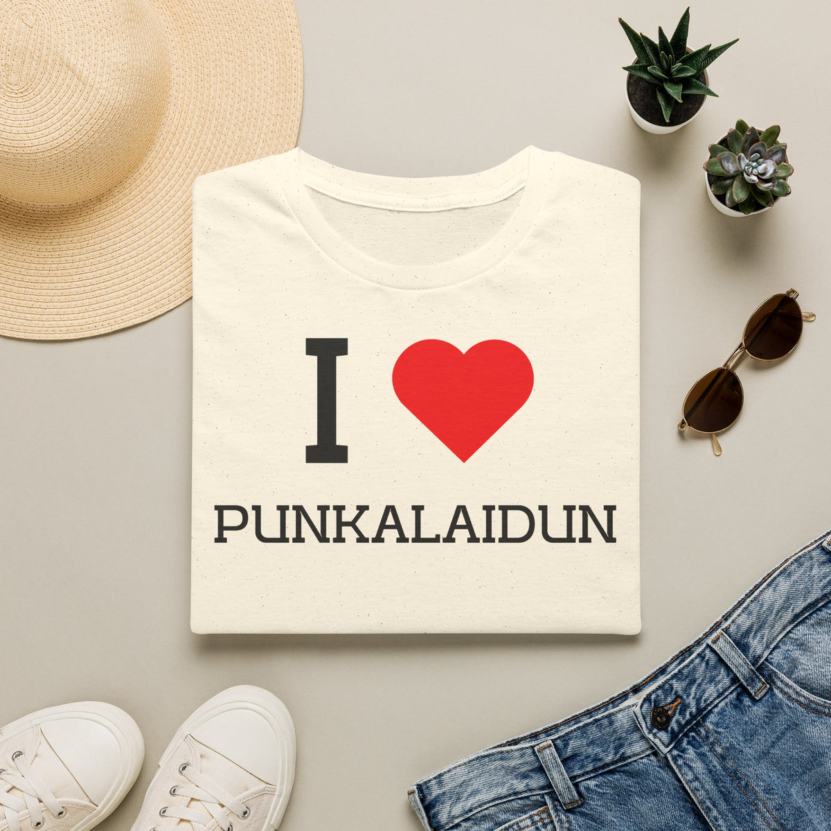 I Love Punkalaidun t-paita (Luonnonvalkoinen)