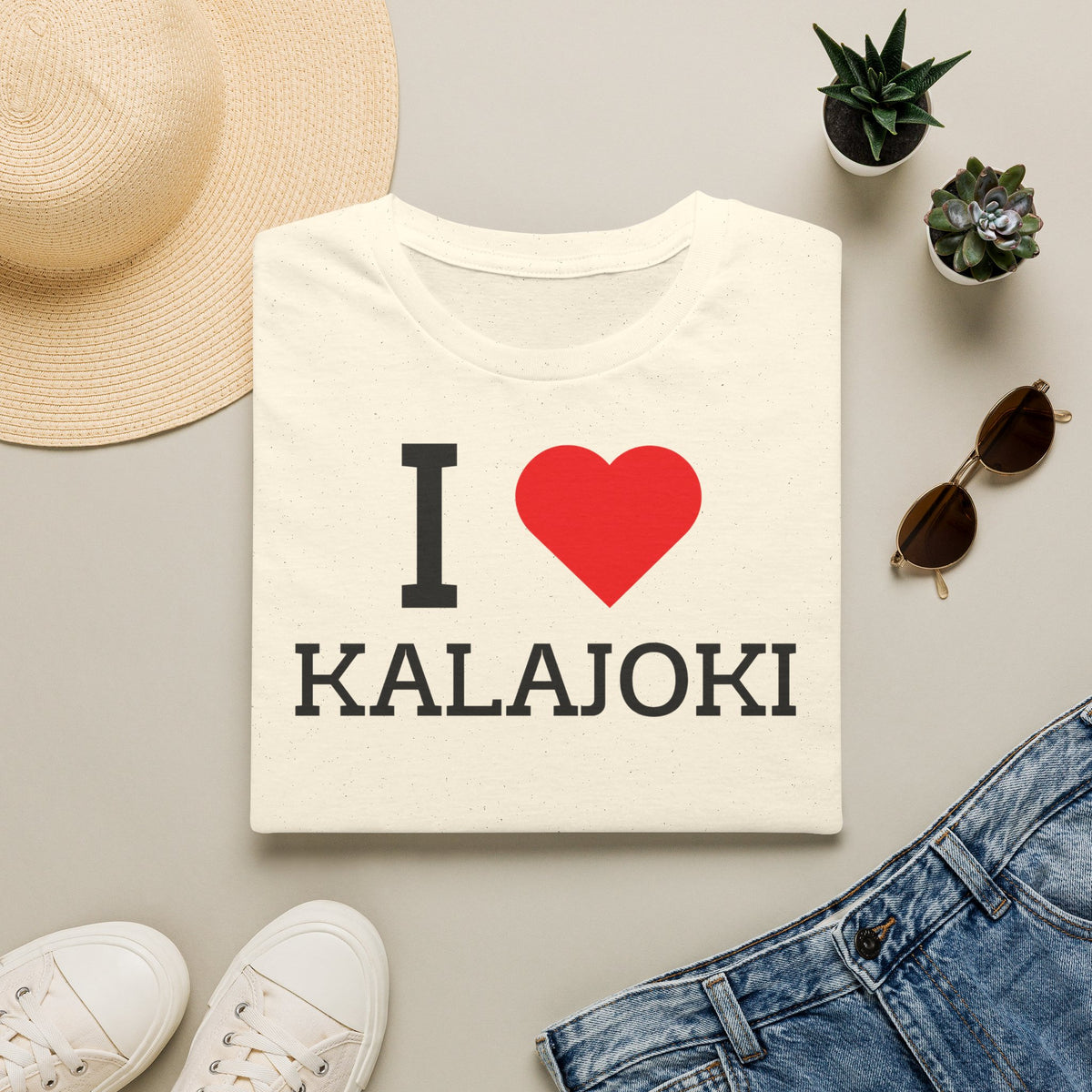 I Love Kalajoki t-paita (Luonnonvalkoinen)