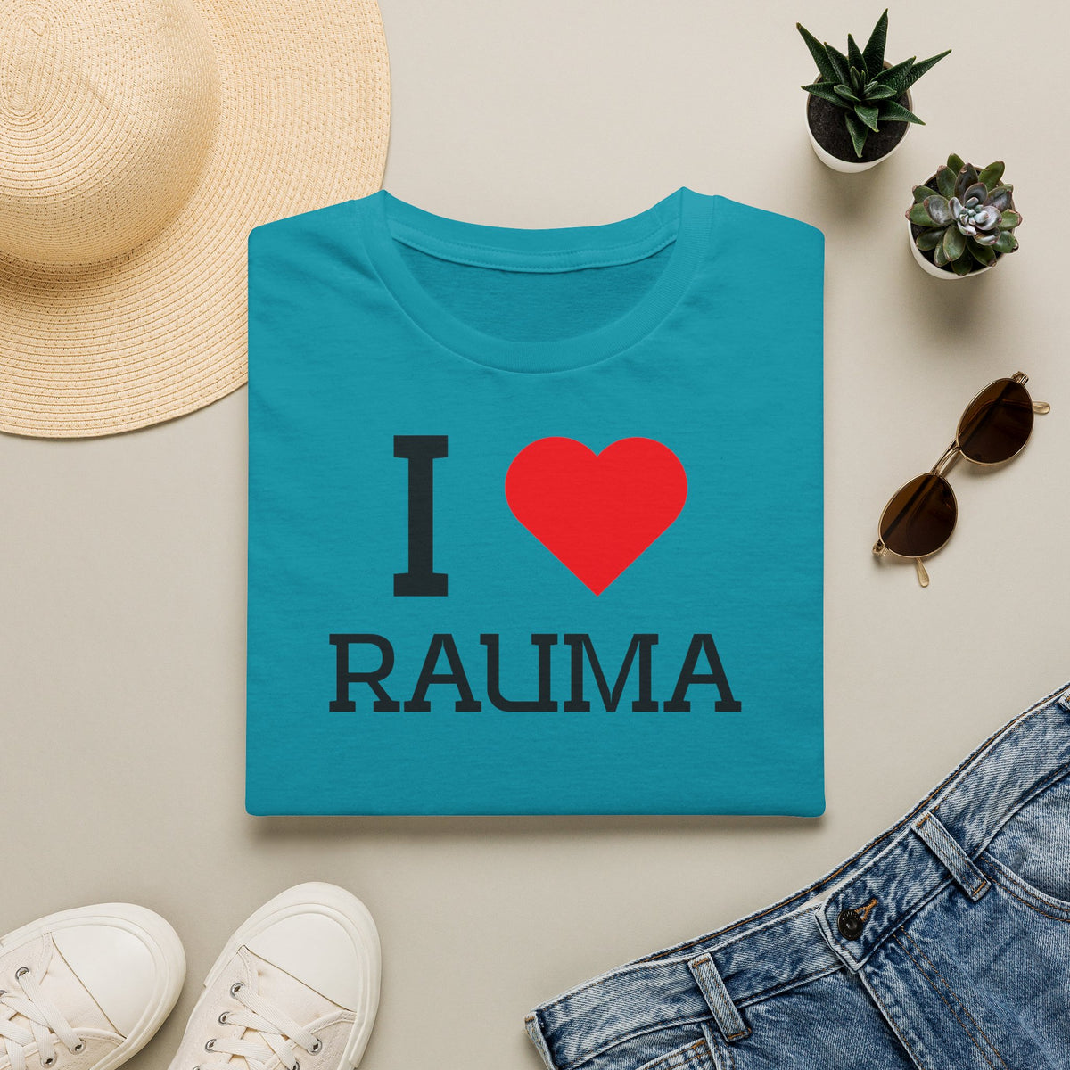 I Love Rauma t-paita (Turkoosi)