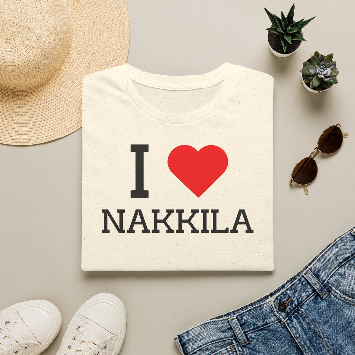 I Love Nakkila t-paita (Luonnonvalkoinen)
