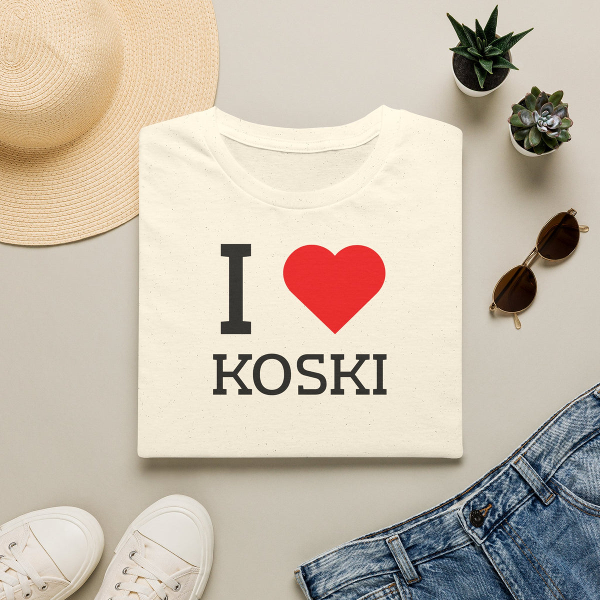 I Love Koski t-paita (Luonnonvalkoinen)